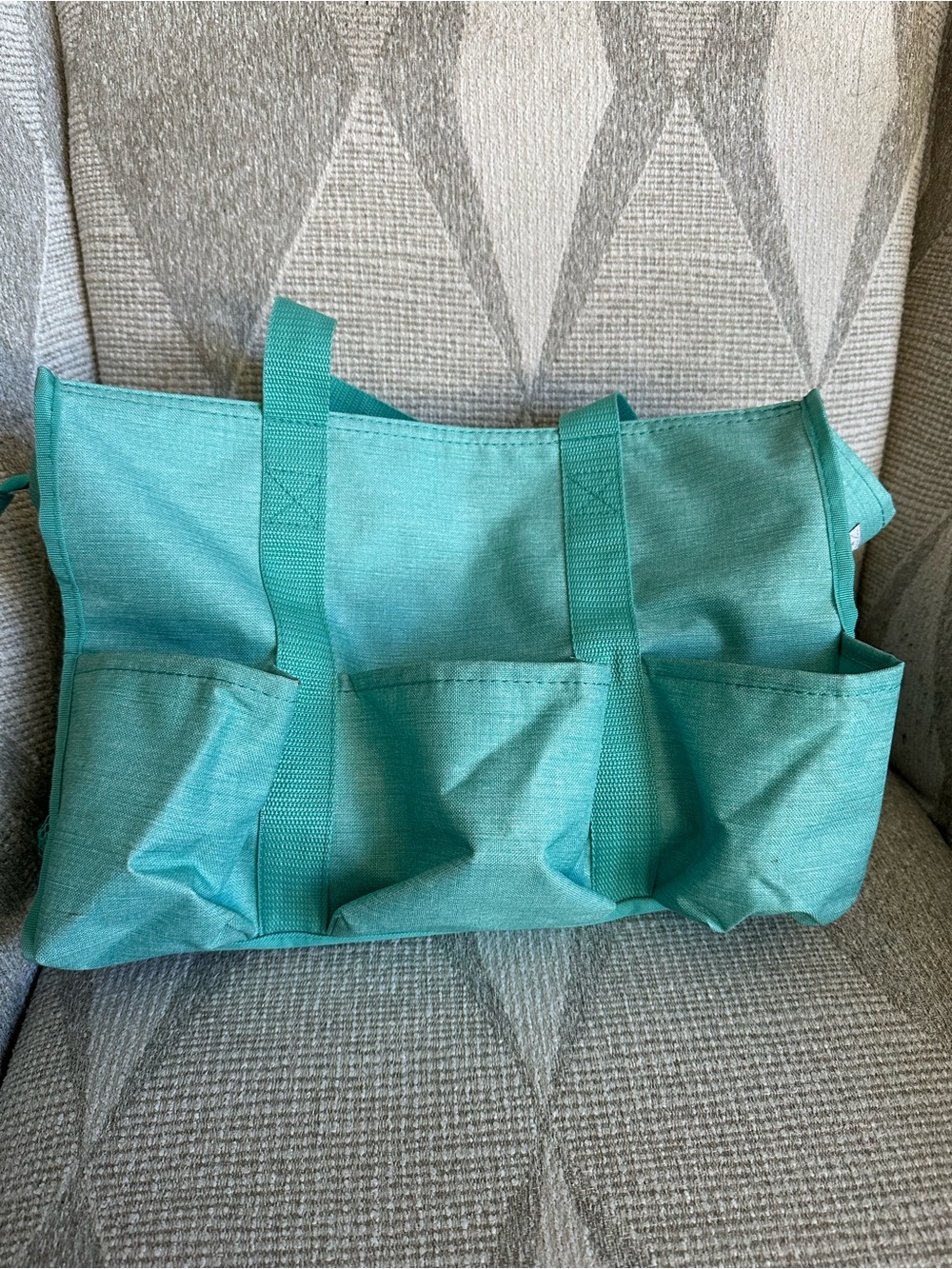 thirty-one Teal Canvas Tote with Exterior Pockets